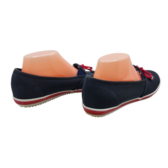 Womens GrassHopper Canvas Blue and Red Tie Boat Shoes - Picture 7 of 10